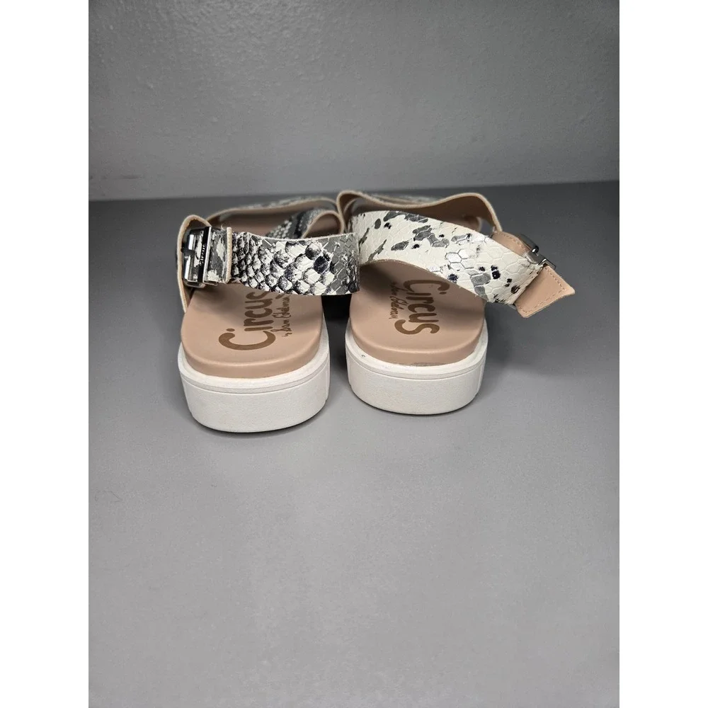 Circus by Sam Edelman Nadine Snake Print Black/White Platform Sandals Women 7.5M